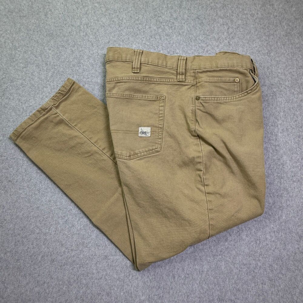 Eddie Bauer 40x30 Khaki Straight Fit Pants Canvas Stretch Casual Work